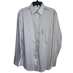 Calvin Klein Steel Men's Reg-Fit Stretch Dress Shirt, grey/white15 32-33 $85